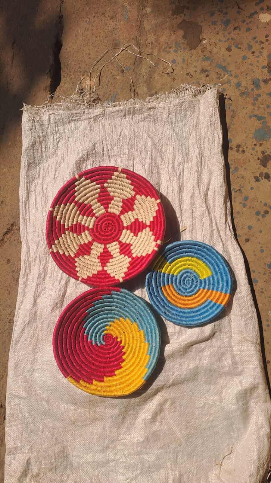 Sabai Grass Handwoven Rattan Wall Plates - Bohemian DecorWall Hanging