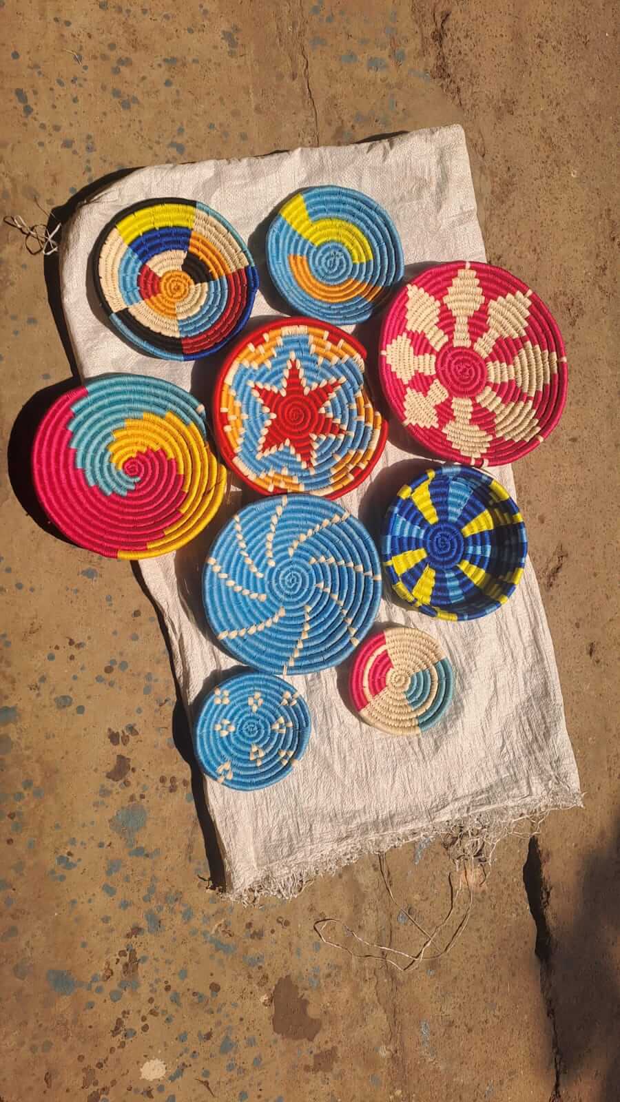 Sabai Grass Handwoven Rattan Wall Plates - Bohemian DecorWall Hanging