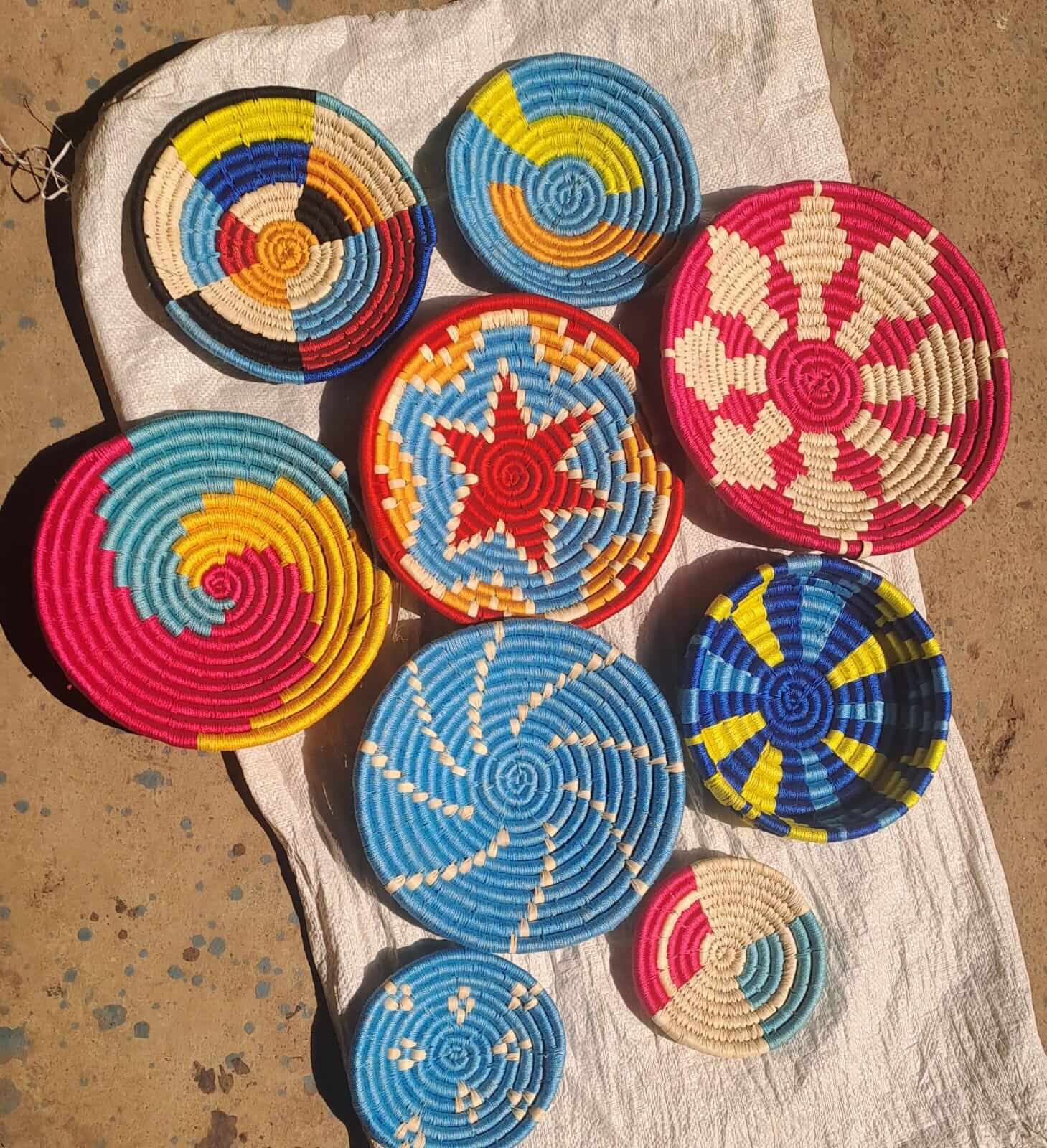 Sabai Grass Handwoven Rattan Wall Plates - Bohemian DecorWall Hanging