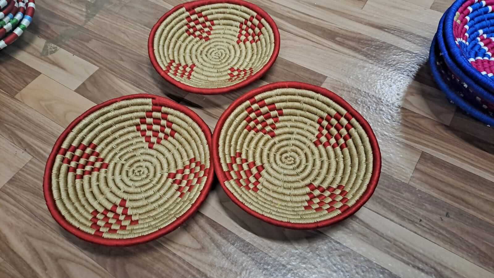 Sabai Grass Handwoven Rattan Wall Plates - Bohemian DecorWall Hanging