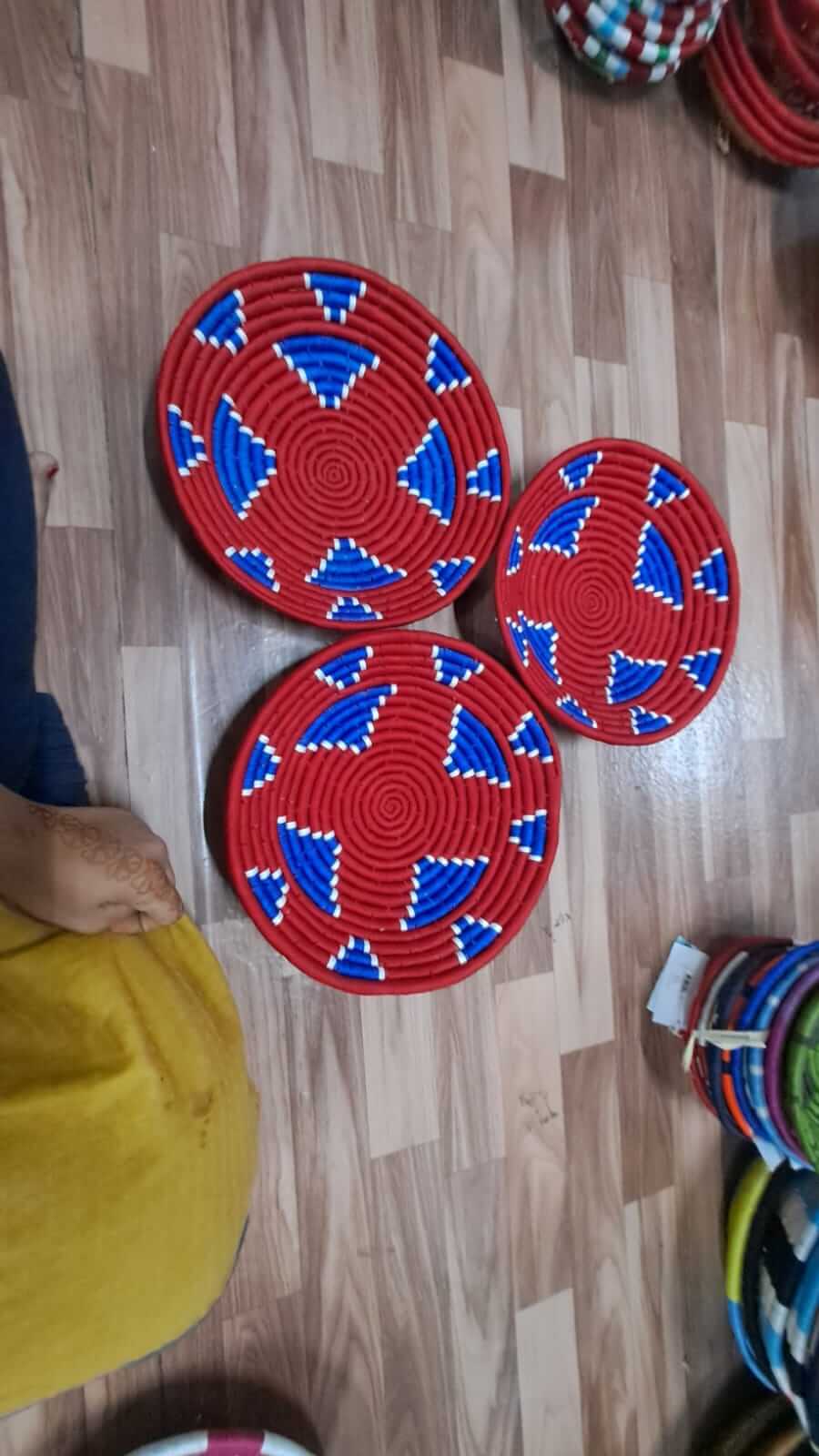 Sabai Grass Handwoven Rattan Wall Plates - Bohemian DecorWall Hanging