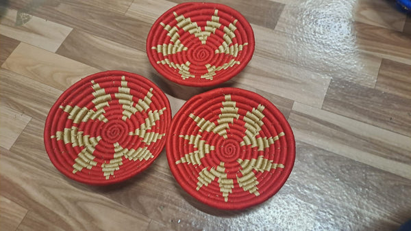 Sabai Grass Handwoven Rattan Wall Plates Baskets Multicolour Bohemian Theme Wall Hanging Décor Bamboo Wall Art