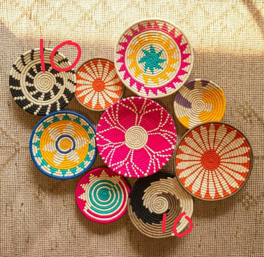 Sabai Grass Handwoven Rattan Wall Plates - Bohemian DecorWall Hanging