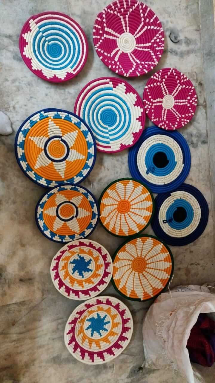 Sabai Grass Handwoven Rattan Wall Plates - Bohemian DecorWall Hanging