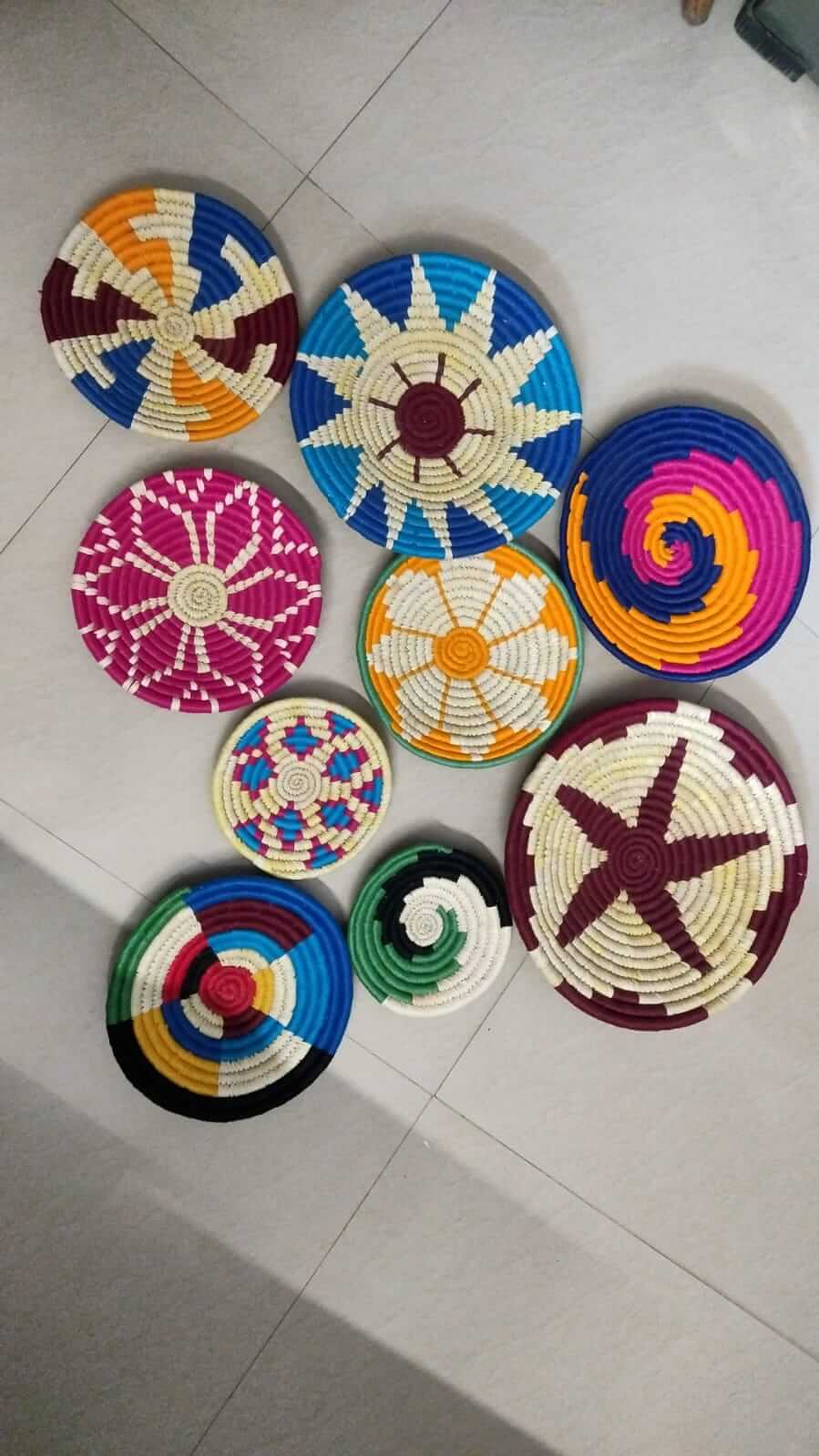 Sabai Grass Handwoven Rattan Wall Plates - Bohemian DecorWall Hanging