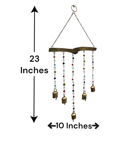 Beaded Iron Windchime Decorative Bells chimes Indian Metal Crafts Mobiles Suncatcher