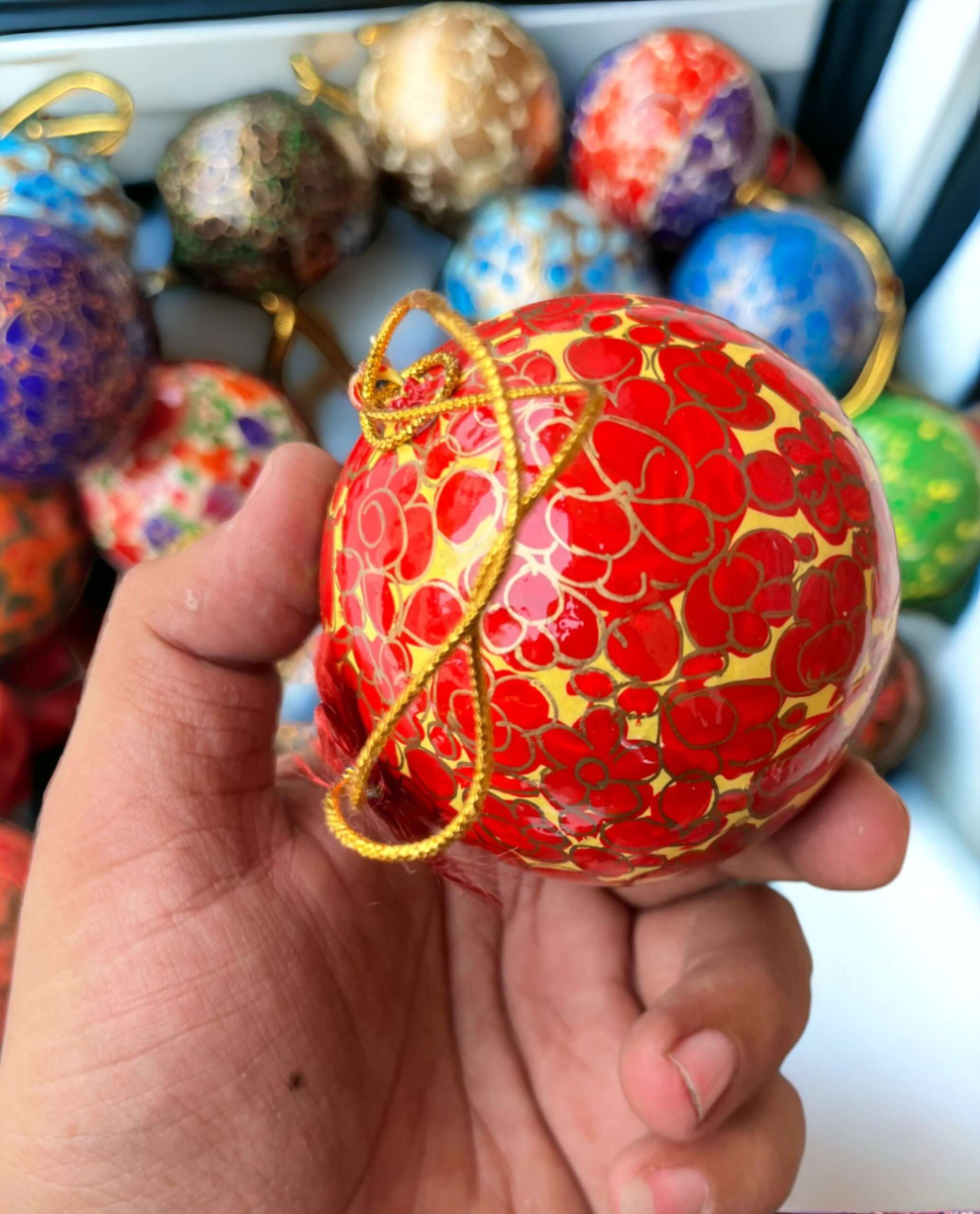 Hand-Painted Paper Mache Christmas Ornaments