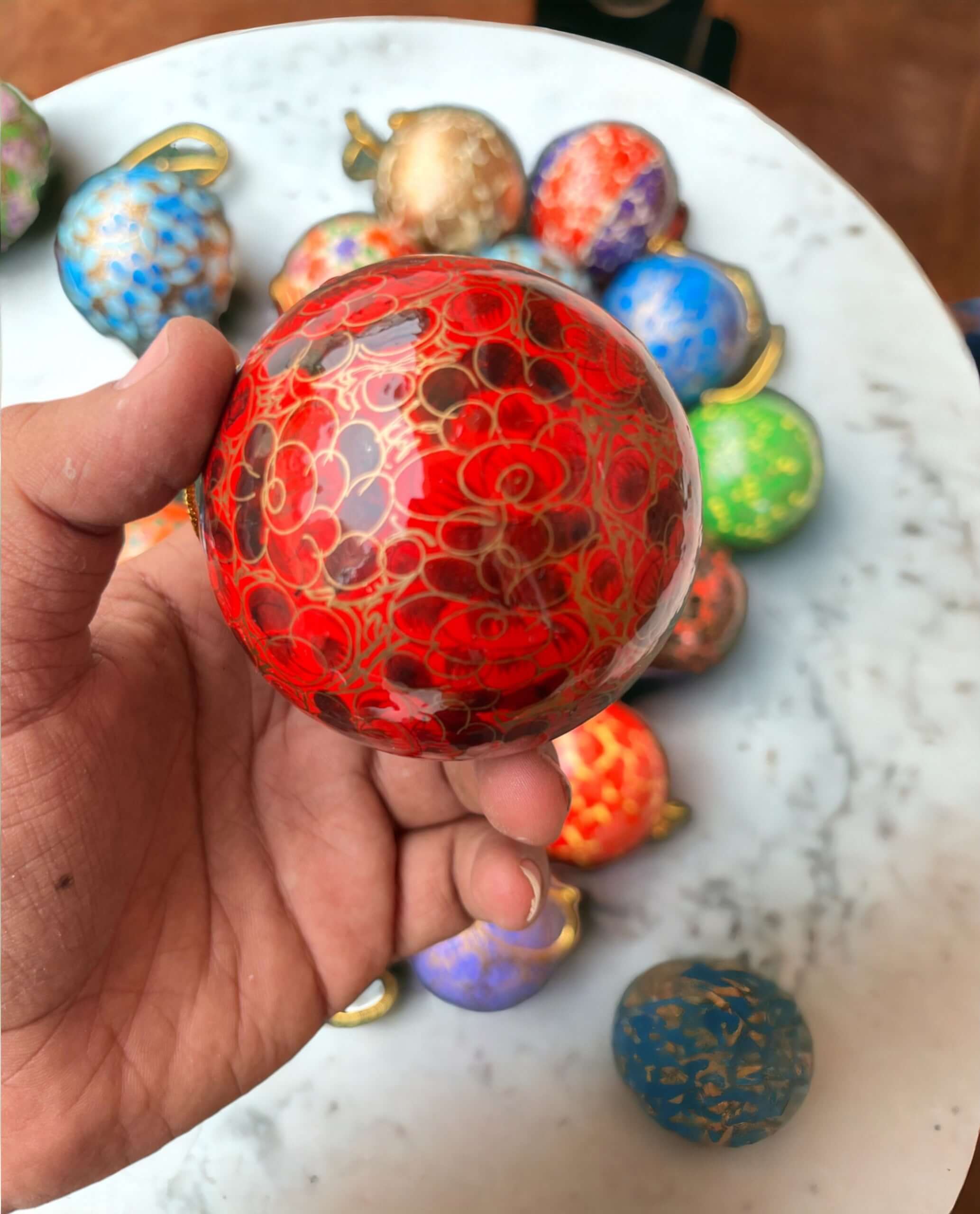 Hand-Painted Paper Mache Christmas Ornaments