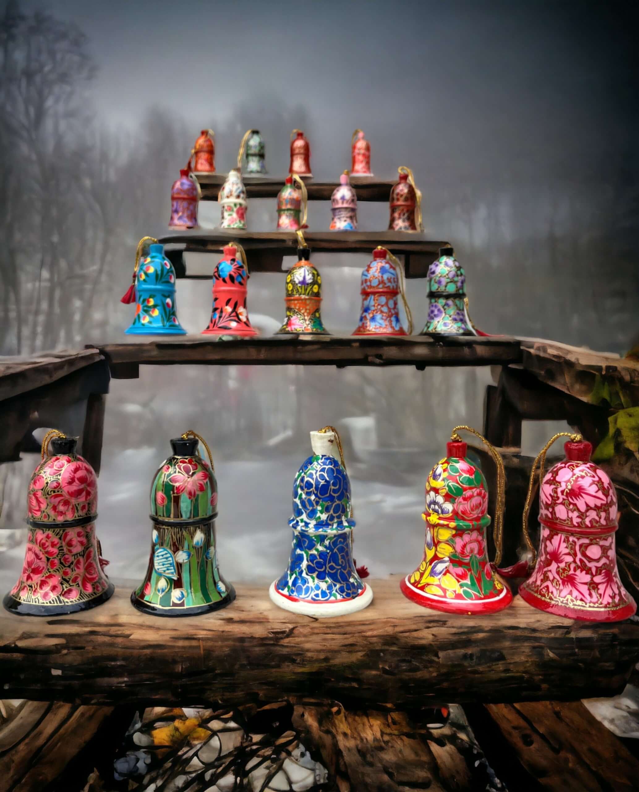 Celebrate with our lightweight, hand-painted paper mache bells—perfect for X-Mas tree decorations and thoughtful Christmas gifts!