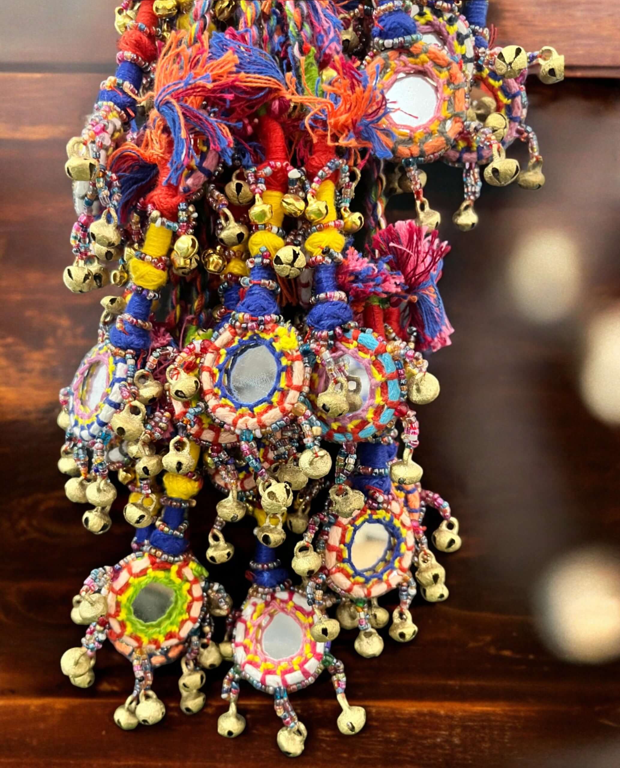 Tribal Banjara Belly Dance Gypsy Belt Mirror Work Girls Bohemian Fashion Accessories 2 meters Length with brass bead bells Lot 50 PcsApparel & Accessories