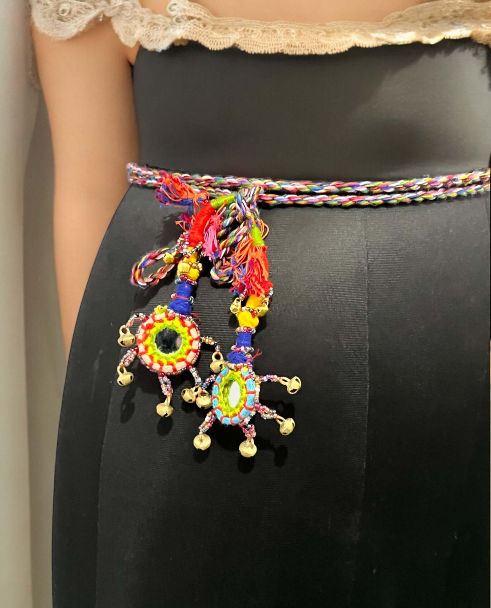 Tribal Banjara Belly Dance Gypsy Belt Mirror Work Girls Bohemian Fashion Accessories 2 meters Length with brass bead bells Lot 50 PcsApparel & Accessories