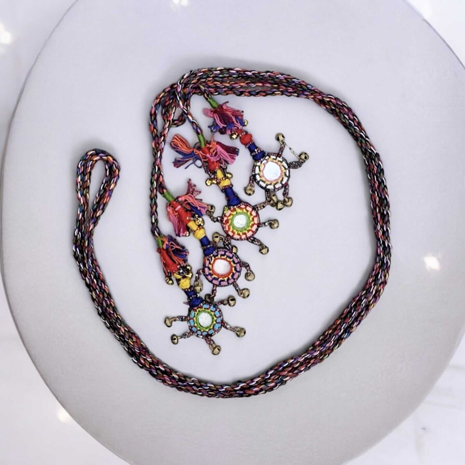 Tribal Banjara Belly Dance Gypsy Belt Mirror Work Girls Bohemian Fashion Accessories 2 meters Length with brass bead bells Lot 50 PcsApparel & Accessories