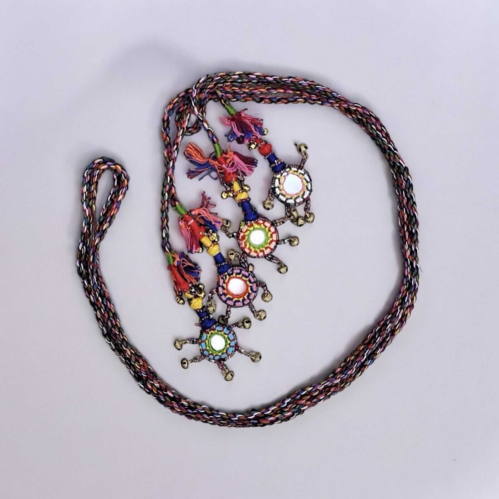 Tribal Banjara Belly Dance Gypsy Belt Mirror Work Girls Bohemian Fashion Accessories 2 meters Length with brass bead bells Lot 50 PcsApparel & Accessories