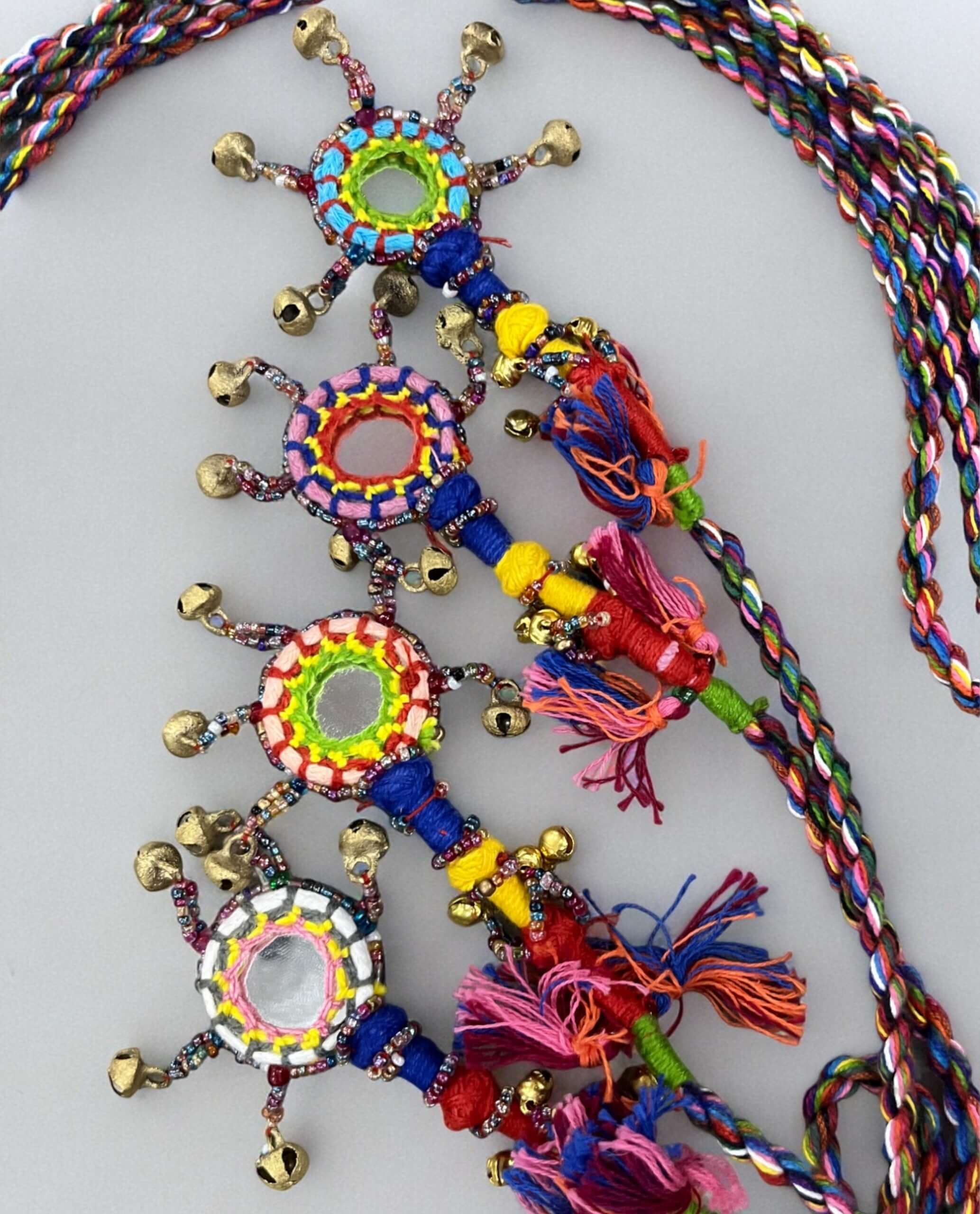 Tribal Banjara Belly Dance Gypsy Belt Mirror Work Girls Bohemian Fashion Accessories 2 meters Length with brass bead bells Lot 50 PcsApparel & Accessories