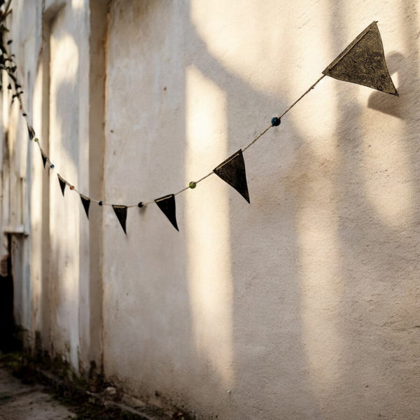 Recycled Iron Metal Triangle Bunting Garland Party Decoration , Garden , Indoor , Outdoor Bohemian Theme Décor