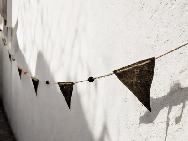 Recycled Iron Metal Triangle Bunting Garland Party Decoration , Garden , Indoor , Outdoor Bohemian Theme Décor