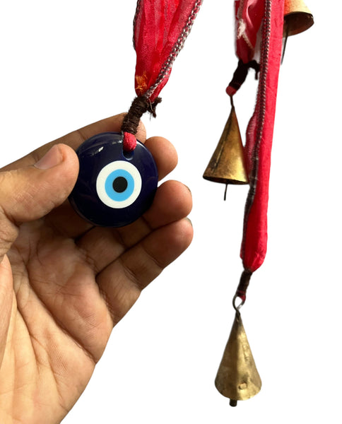 Handmade Evil Eye 16" Metal Christmas Bell Door Hanging Ornament , Door Hanger , Bohemian Theme Decoration , Holiday Decor