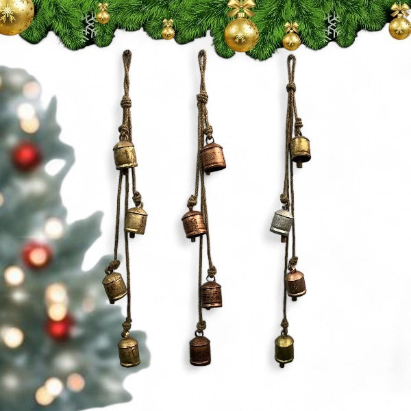 Shabby Chic Rustic 5 Assorted Harmony Bells Windchime for Garden , patio and Yard . Rustic Relaxing Tranquil Wind Chimes  , Antique Finish 76 cm Height