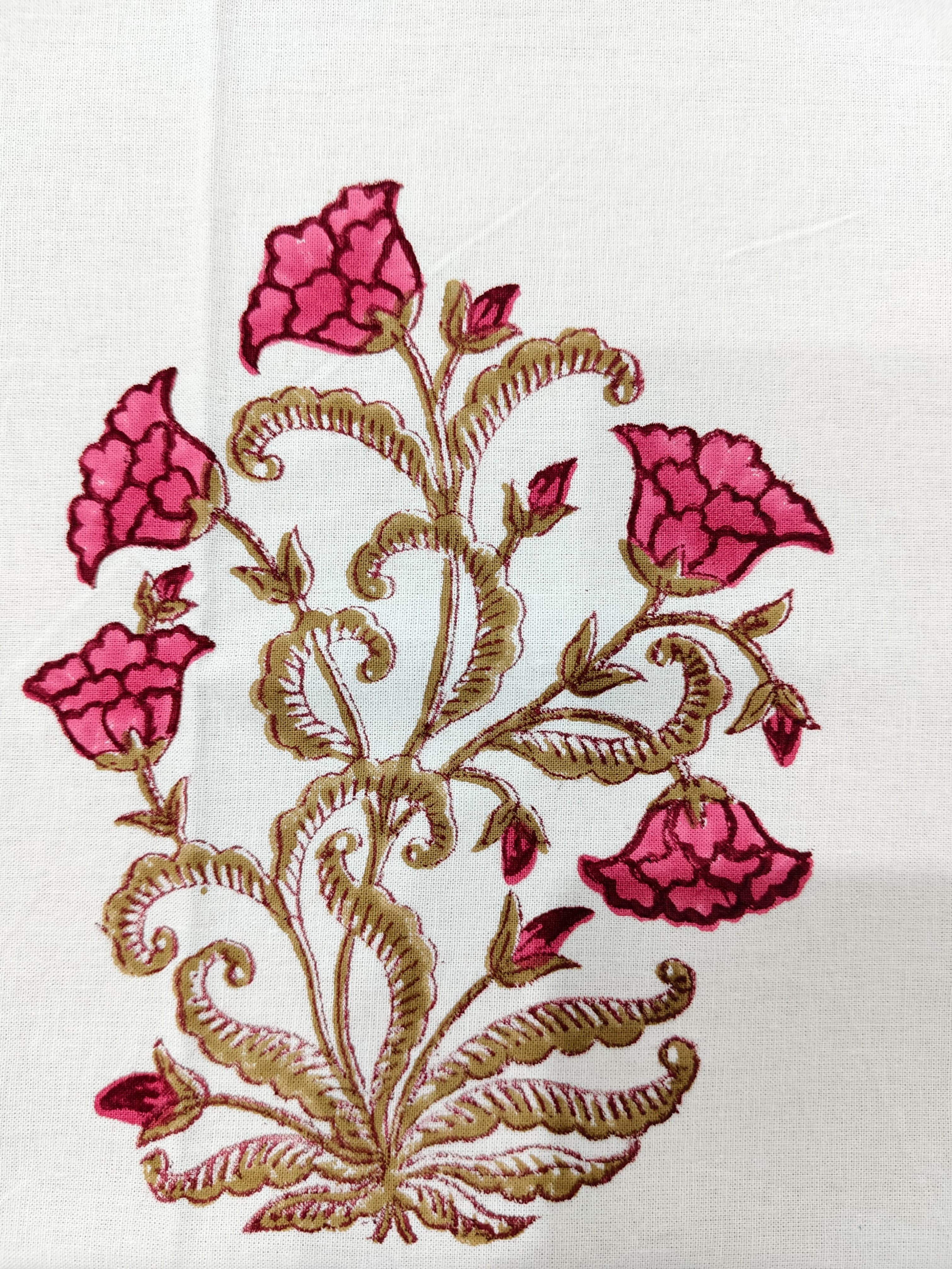 Mango Gifts Hand Block Printed 100% Rectangular Pure Cotton Tablecloth | Floral & Striped Design, Washable Dining Table Cover, 60x90 Inches