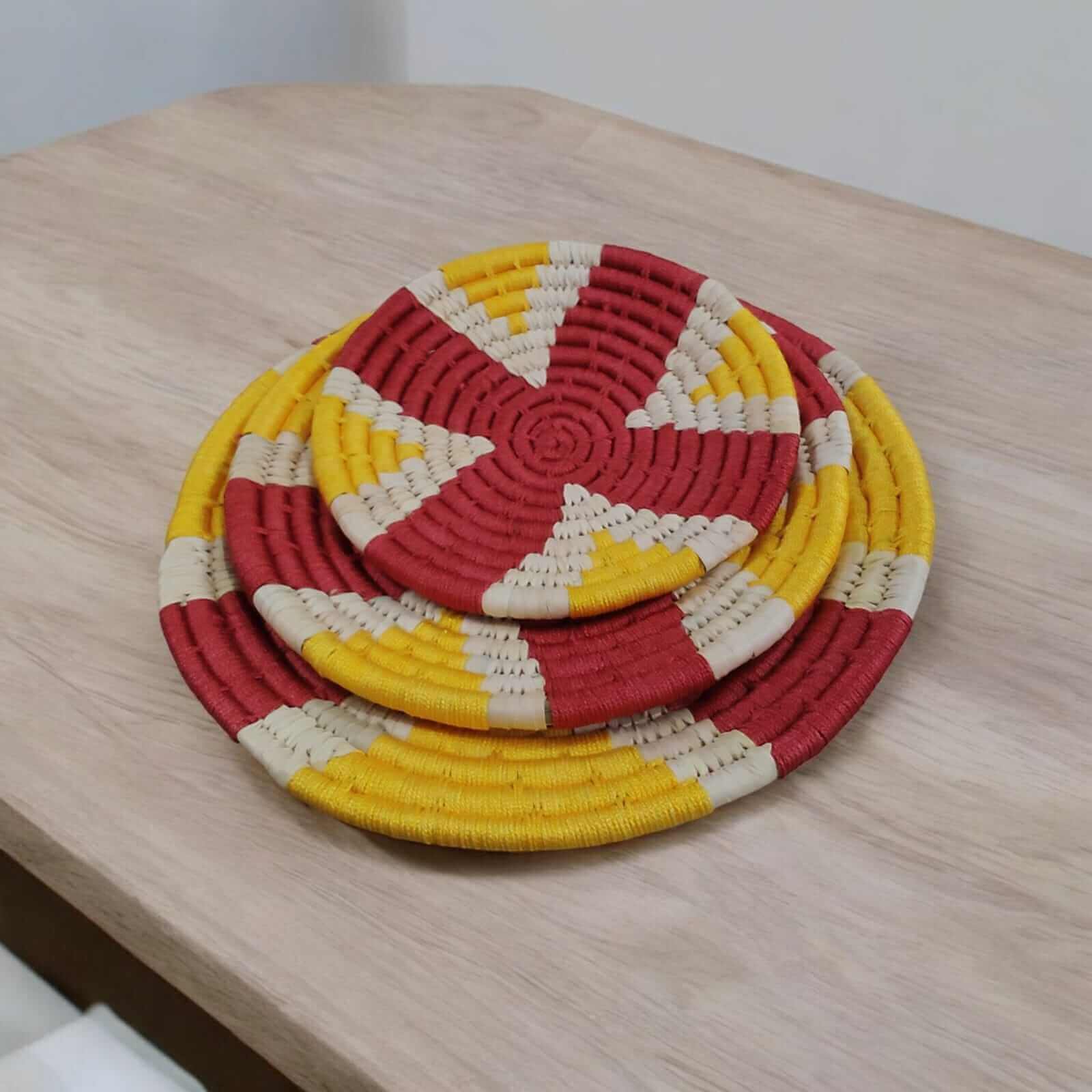 Sabai Grass Handwoven Rattan Wall Plates - Bohemian DecorWall Hanging