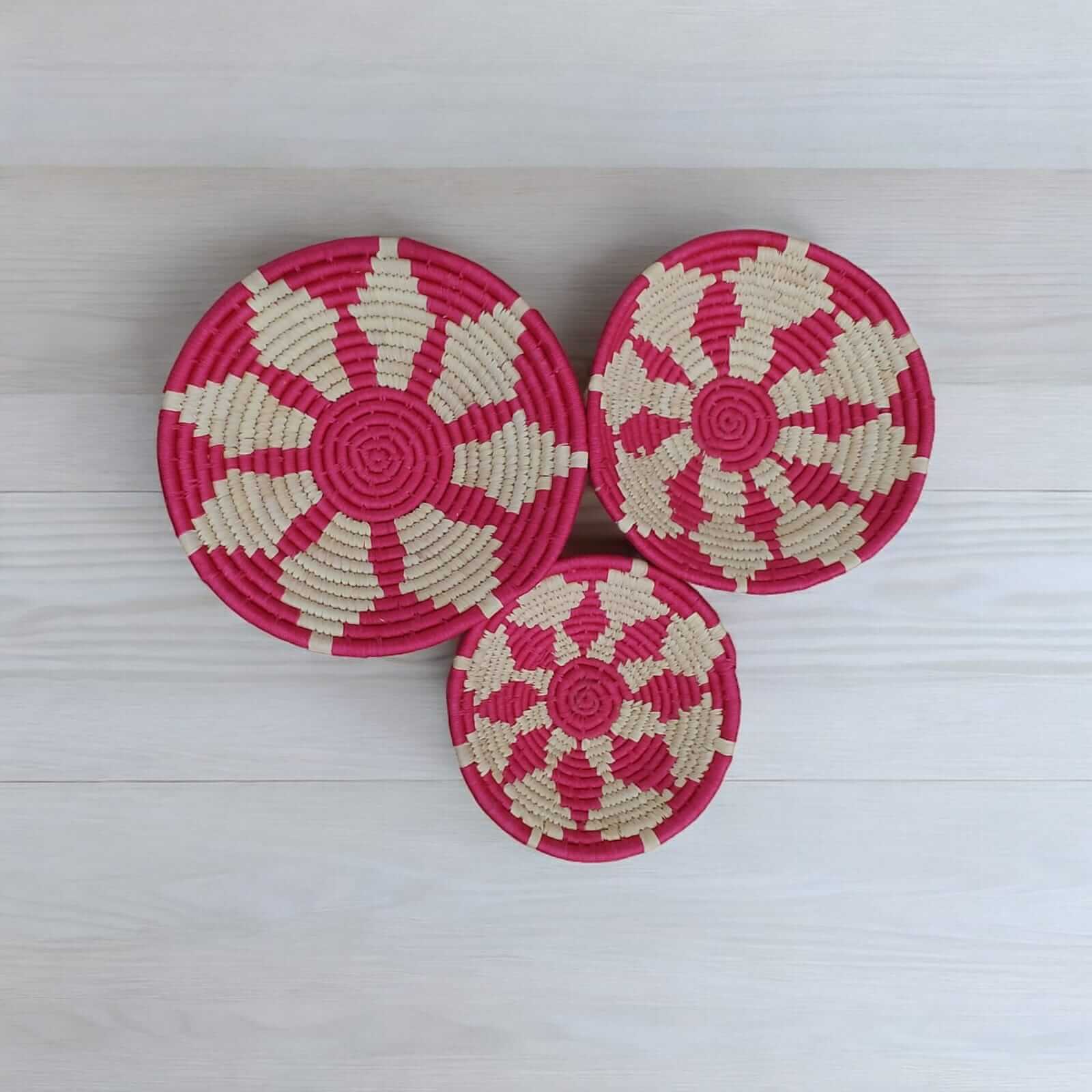 Sabai Grass Handwoven Rattan Wall Plates - Bohemian DecorWall Hanging