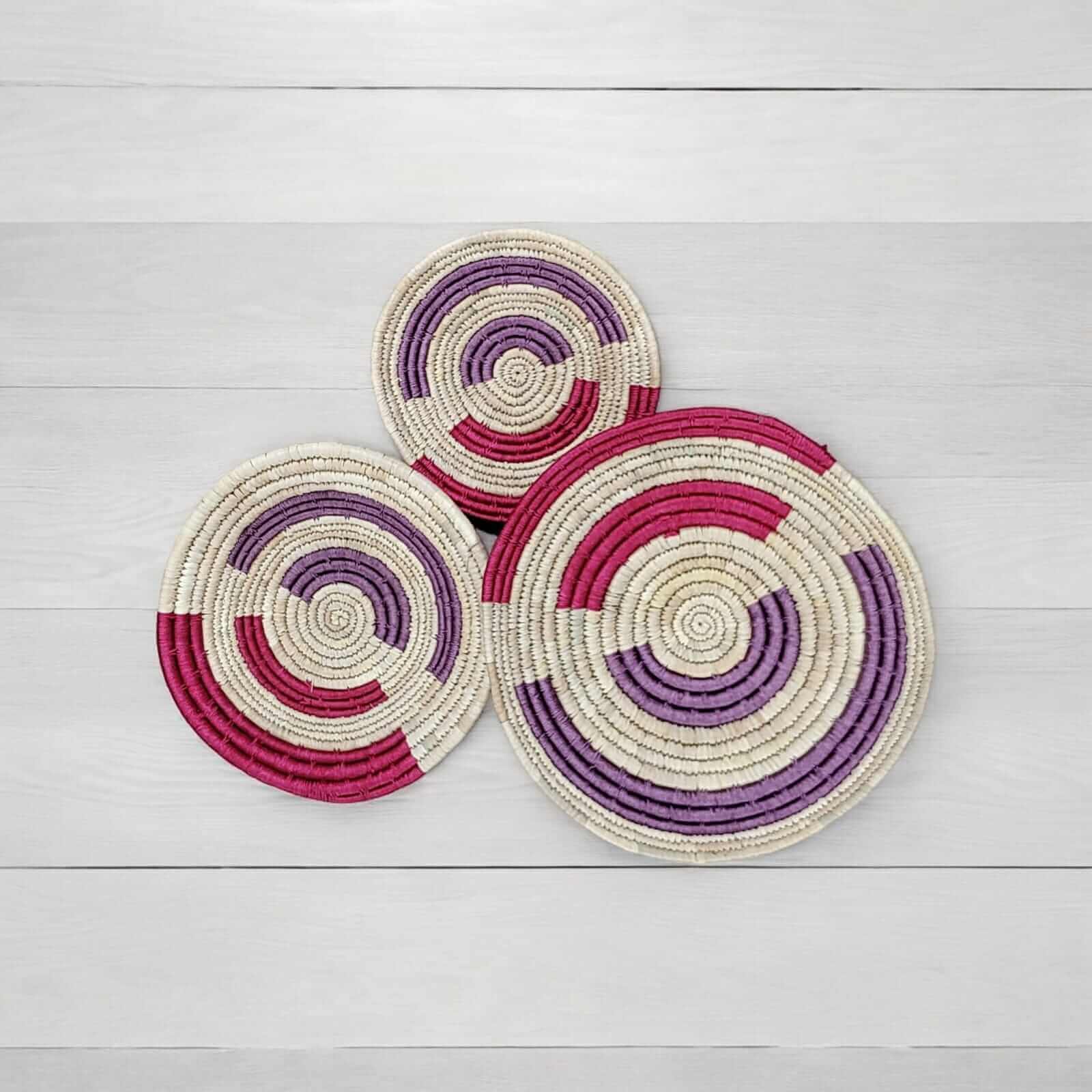 Sabai Grass Handwoven Rattan Wall Plates - Bohemian DecorWall Hanging