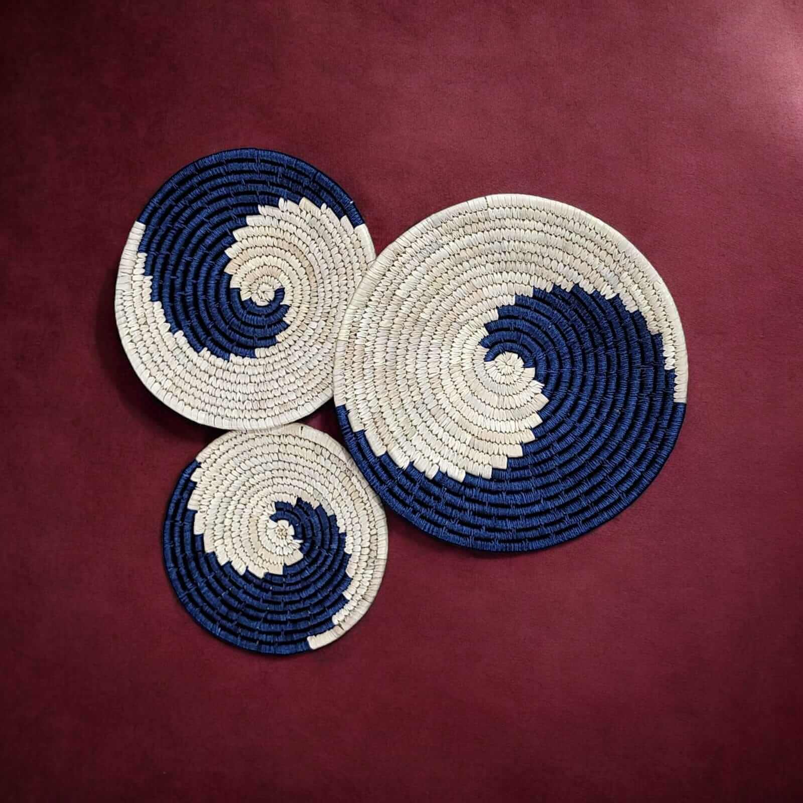 Sabai Grass Handwoven Rattan Wall Plates - Bohemian DecorWall Hanging