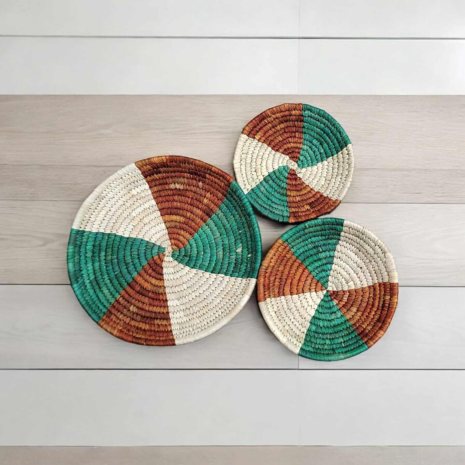 Sabai Grass Handwoven Rattan Wall Plates - Bohemian DecorWall Hanging