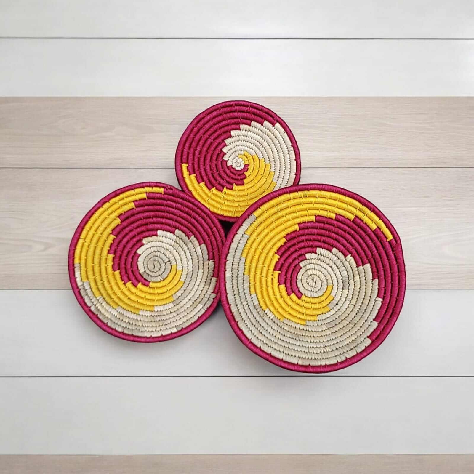 Sabai Grass Handwoven Rattan Wall Plates - Bohemian DecorWall Hanging