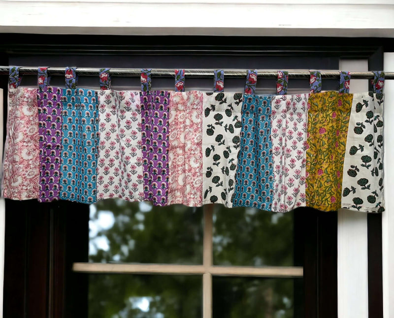 Handmade Indian Door Hanging Toran - 34x13 Inch Cotton Valance With Mirror Work (Purple)