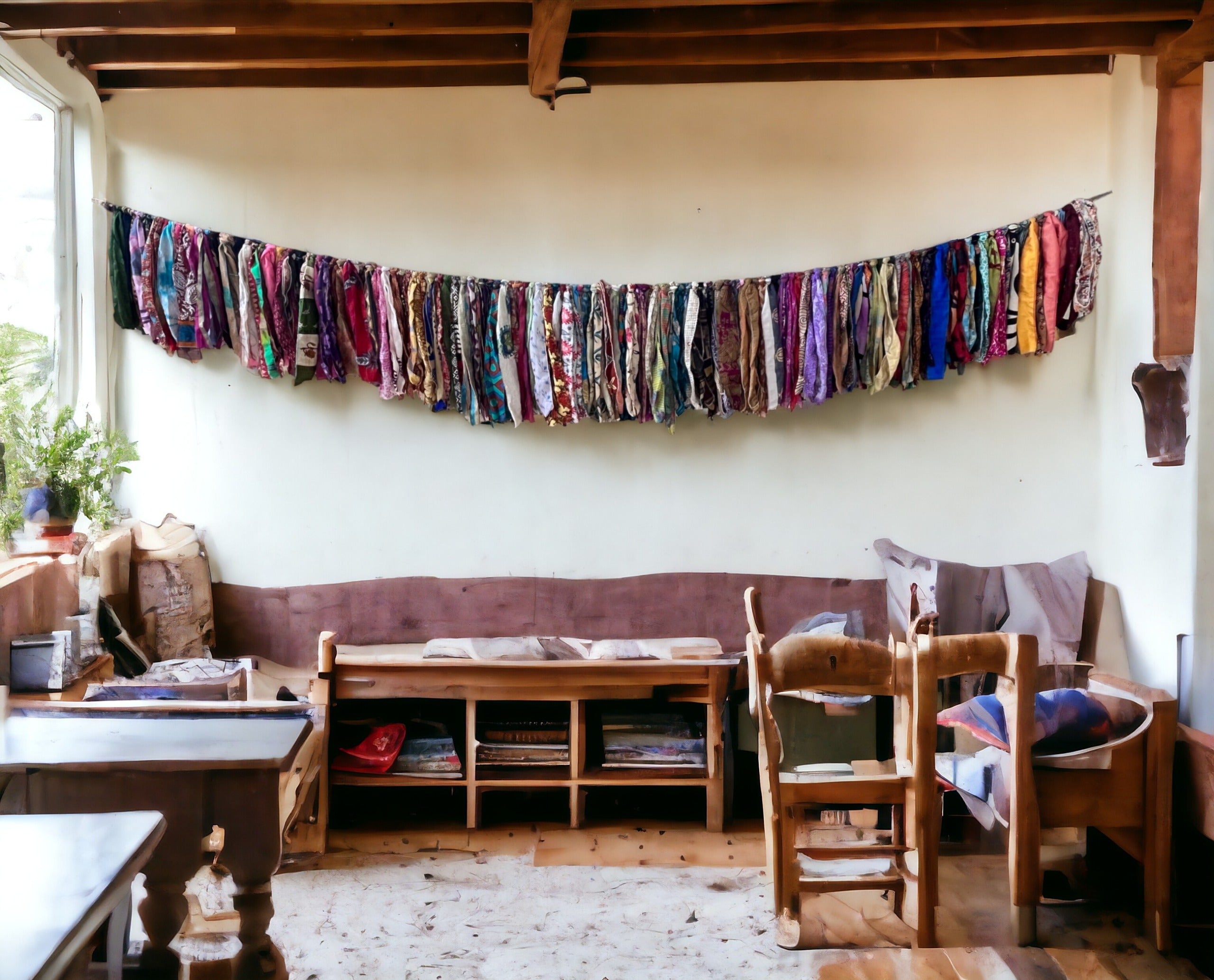 Eco-Friendly Silk Sari Valance - Bohemian Decor