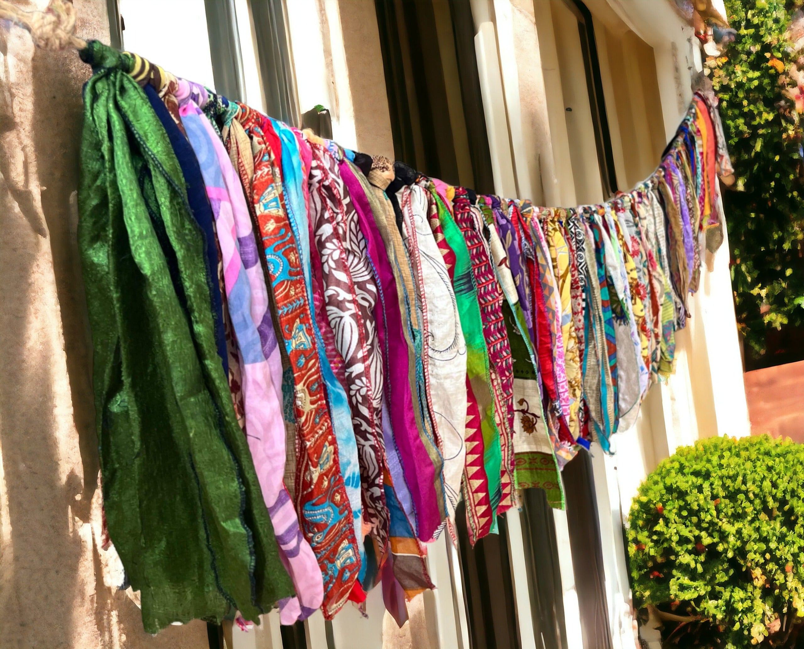 Eco-Friendly Silk Sari Valance - Bohemian Decor