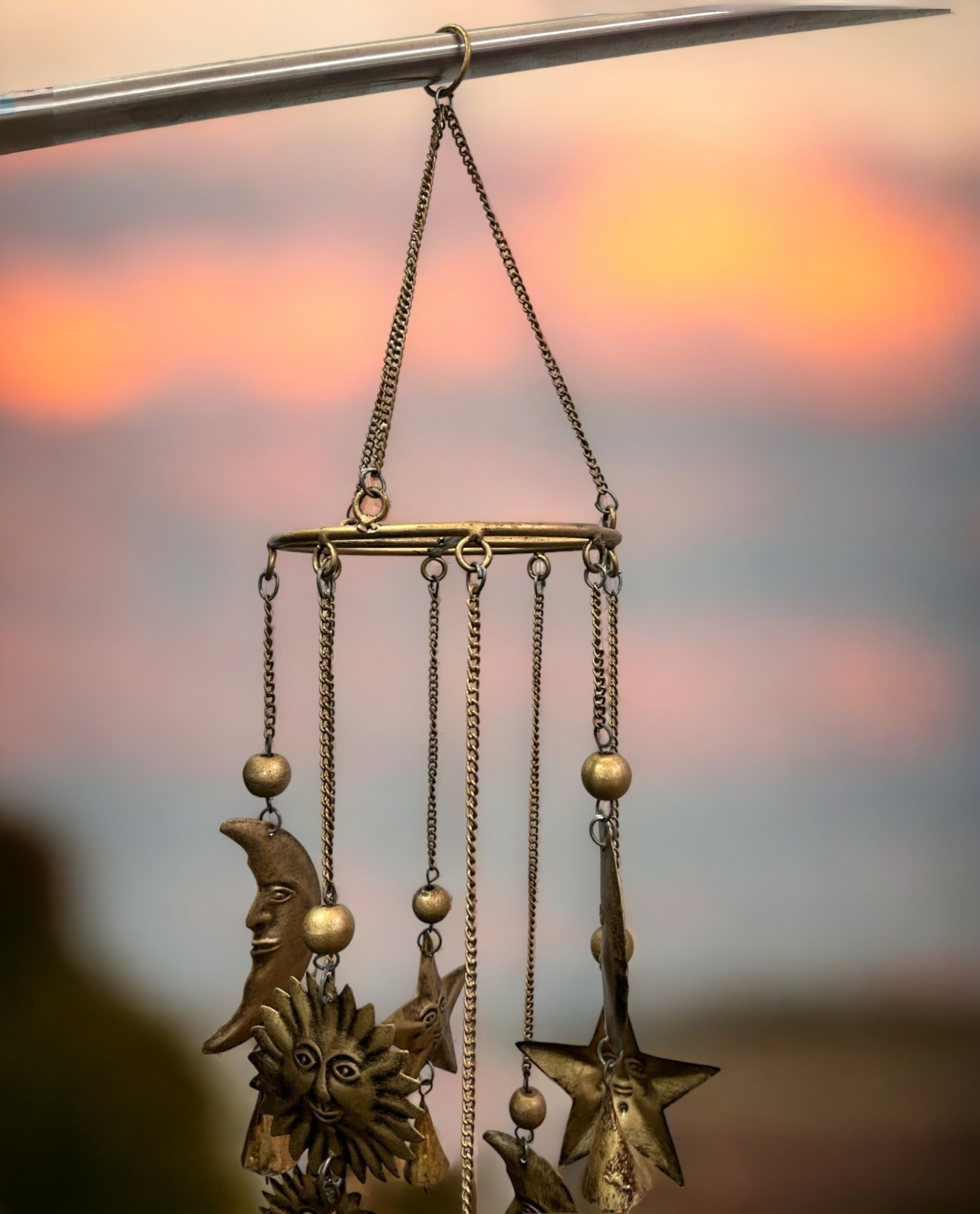 Sun N Moon Antique Iron Wind Chime - Bohemian Décor