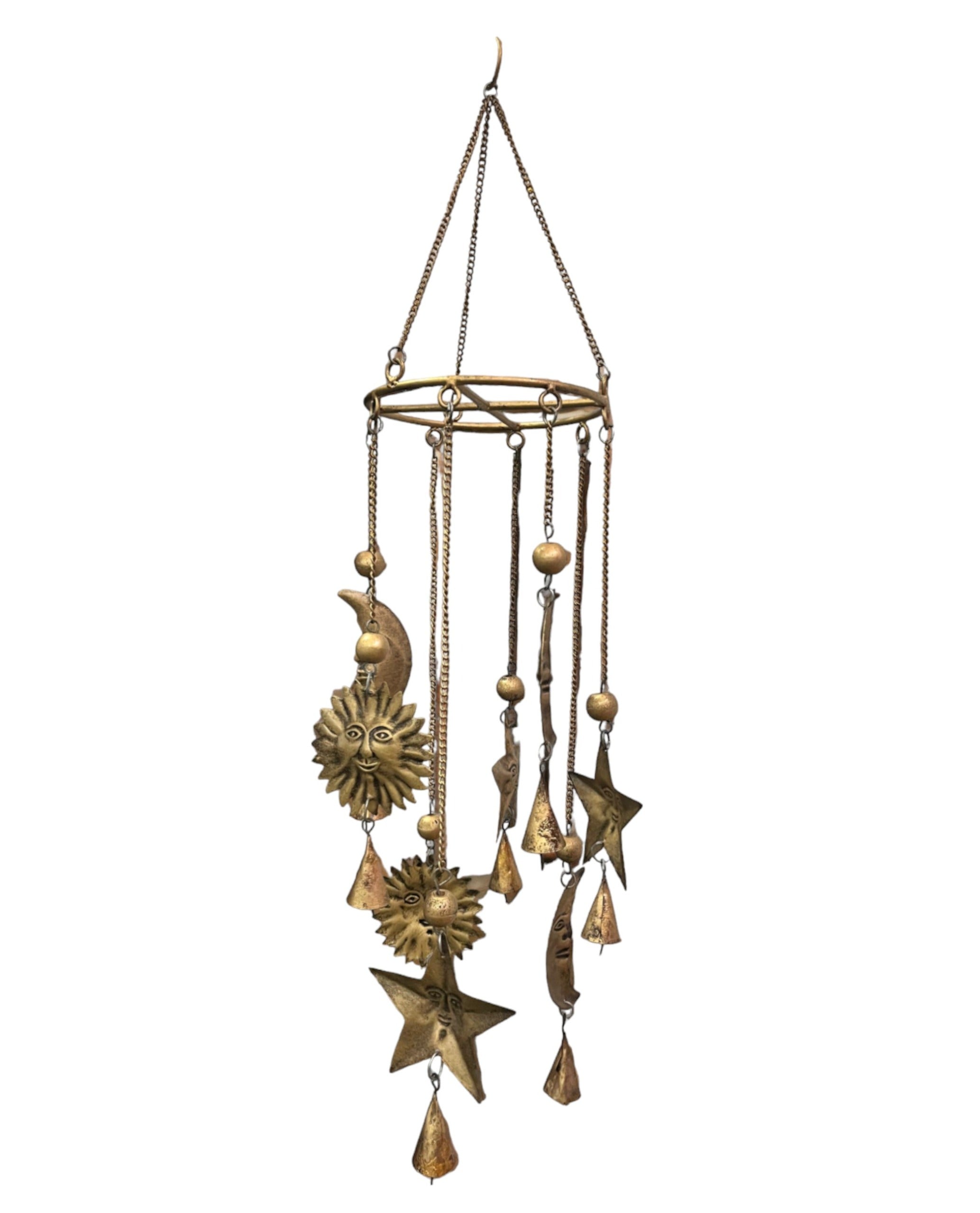 Sun N Moon Antique Iron Wind Chime - Bohemian Décor