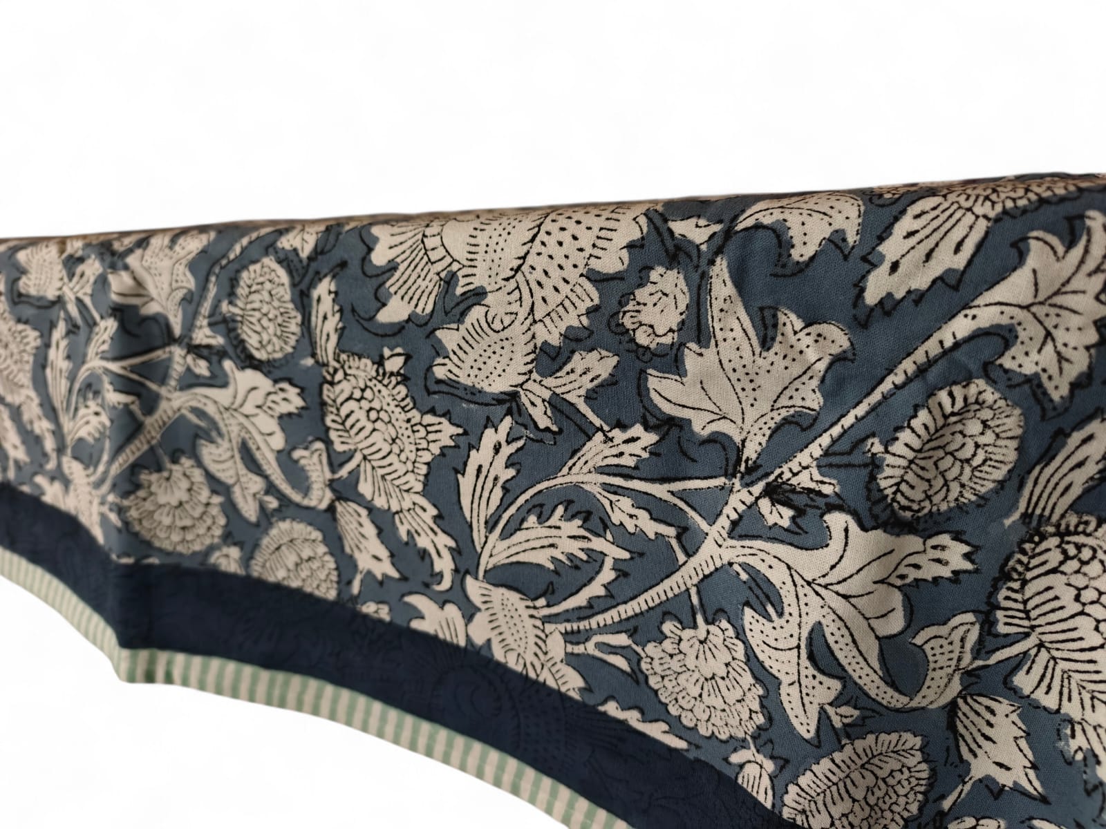 Mango Gifts Hand Block Printed 100% Rectangular Pure Cotton Tablecloth | Floral & Striped Design, Washable Dining Table Cover, 60x90 Inches