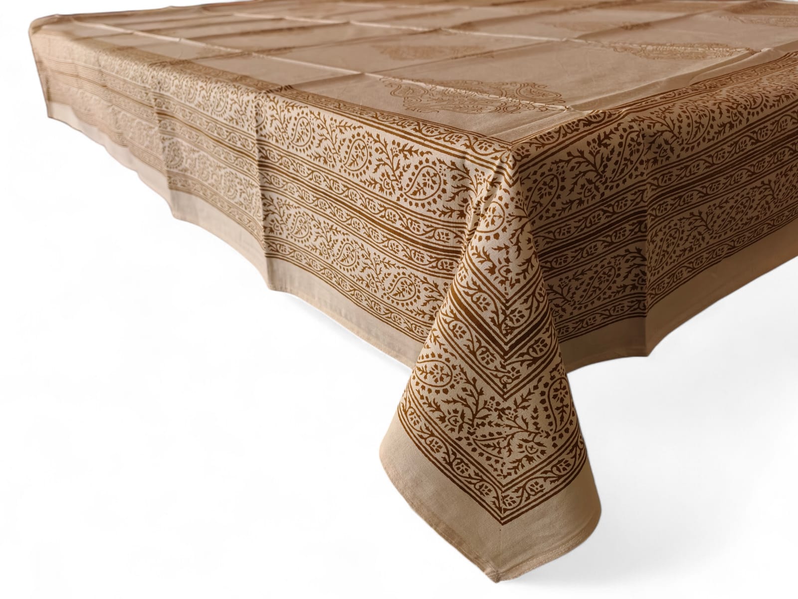 Mango Gifts Hand Block Printed 100% Rectangular Pure Cotton Tablecloth | Floral & Striped Design, Washable Dining Table Cover, 60x90 Inches