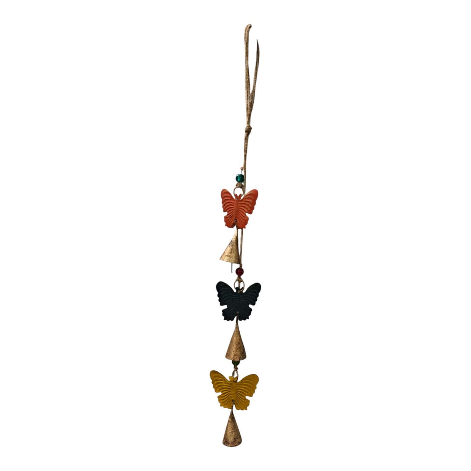 Rustic Colorful Butterfly Bell Hanging Wind Chime – Handmade Metal Boho Garden Decor for Patio, Balcony, Porch & Indoor Wall Decoration