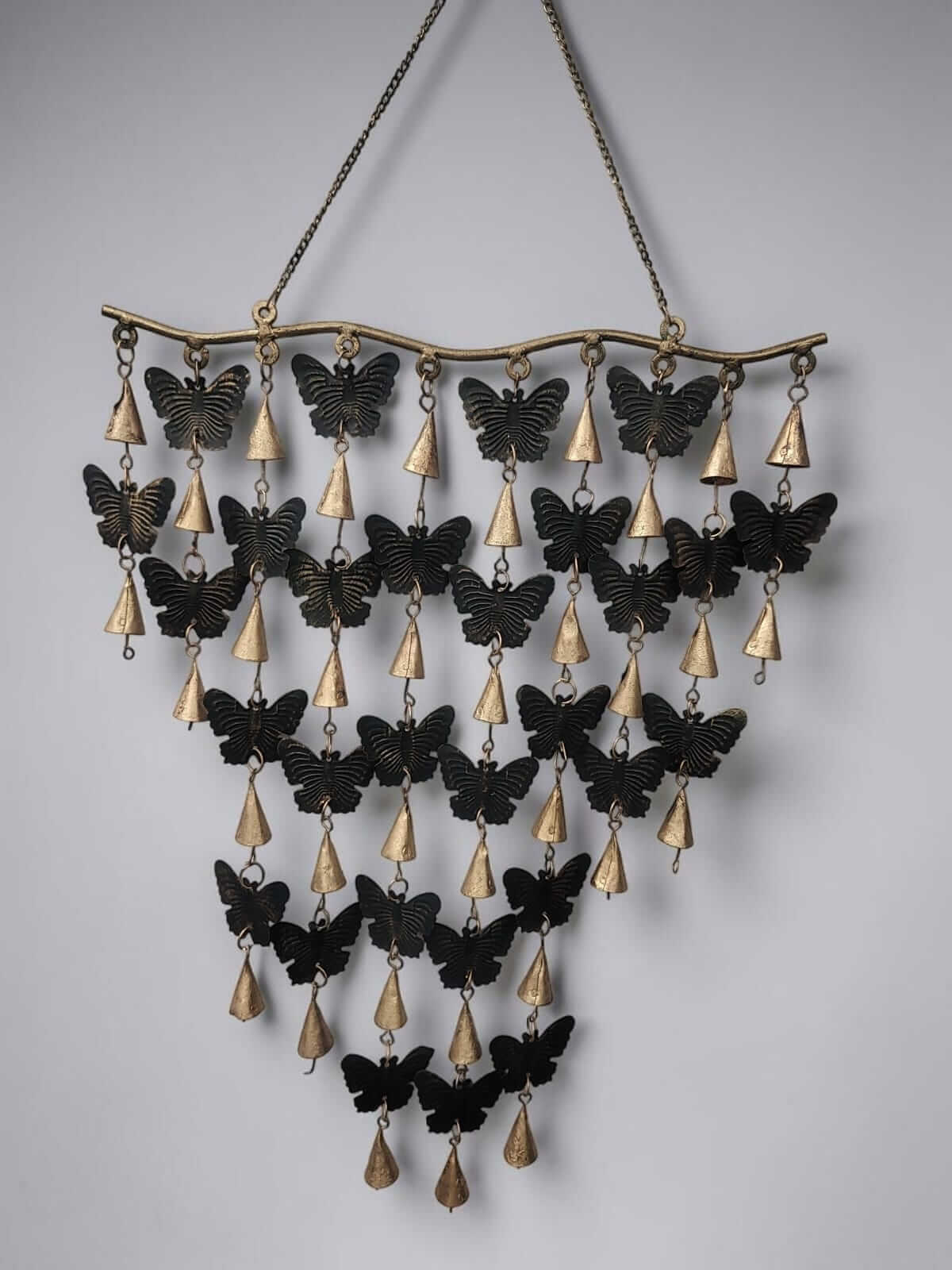Recycled Iron Butterfly Wind Chime – Boho Metal Hanging Garden, Patio & Indoor Outdoor Decor