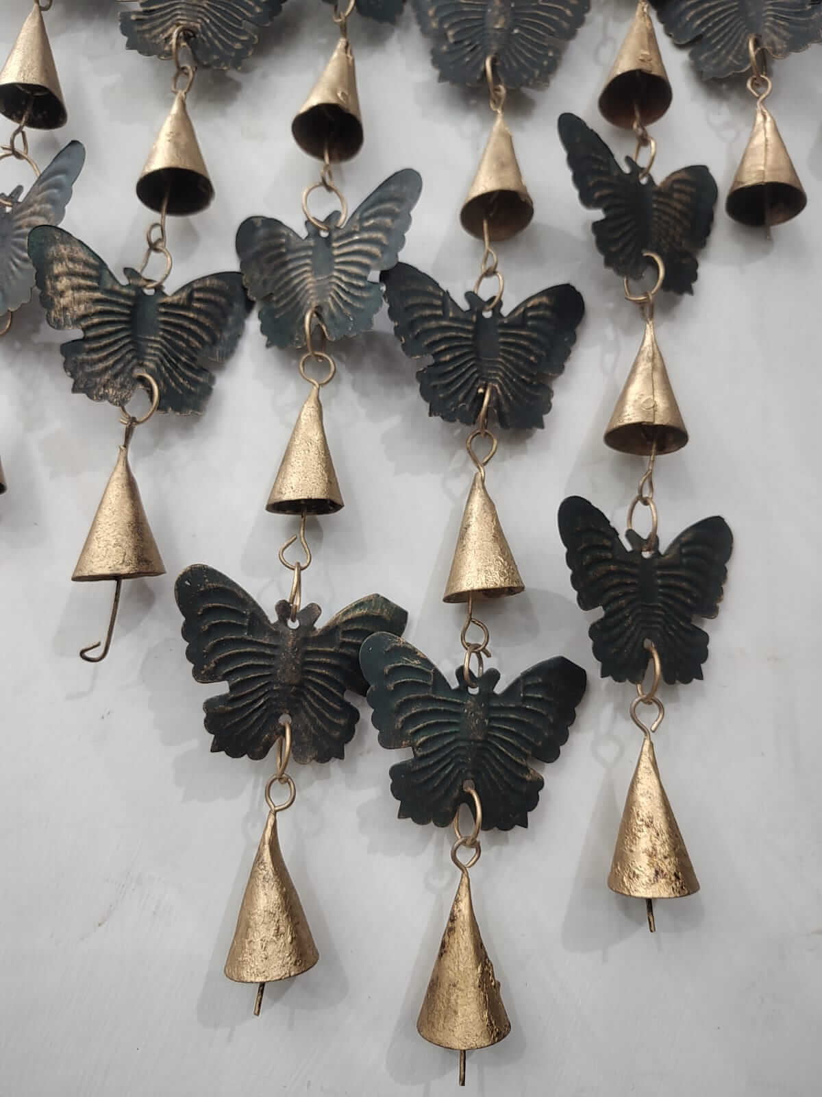 Recycled Iron Butterfly Wind Chime – Boho Metal Hanging Garden, Patio & Indoor Outdoor Decor