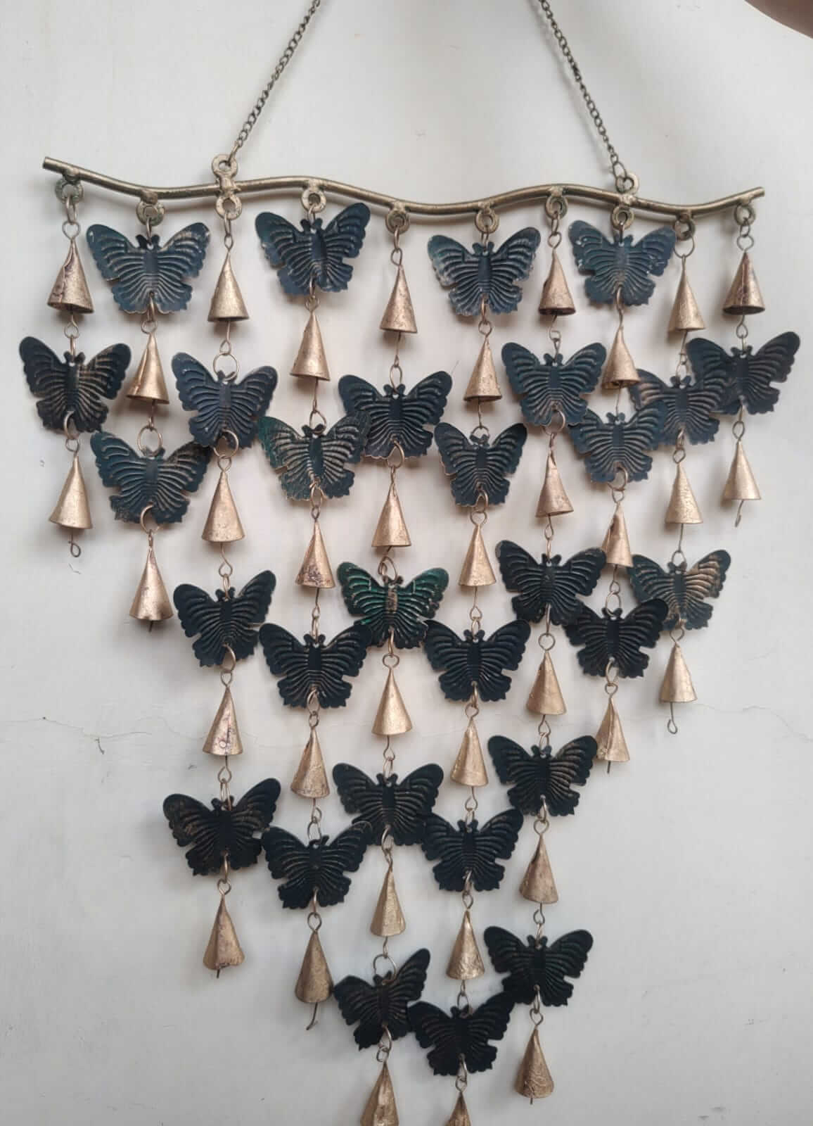 Recycled Iron Butterfly Wind Chime – Boho Metal Hanging Garden, Patio & Indoor Outdoor Decor