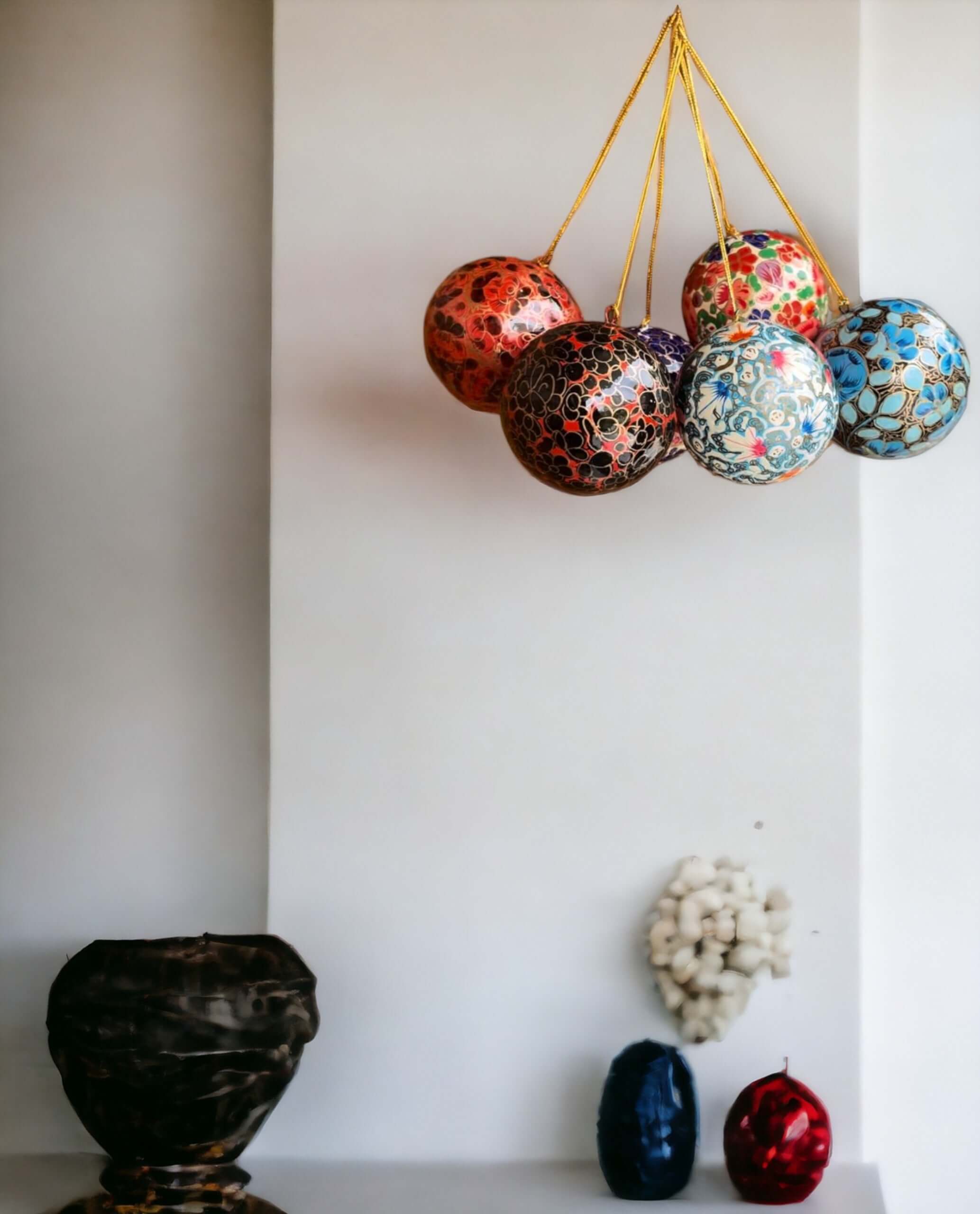 Hand-Painted Paper Mache Christmas Ornaments