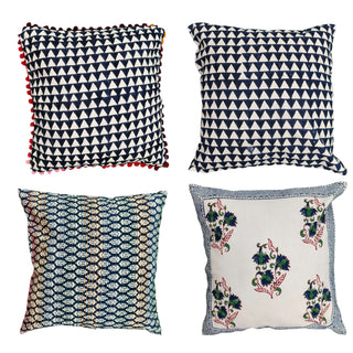Assorted Digital Printed Cushion Covers, 16x16 Multicolor Decorative Throw Pillow Covers Handmade Sofa & Bed Accent Pillows set of 4.
