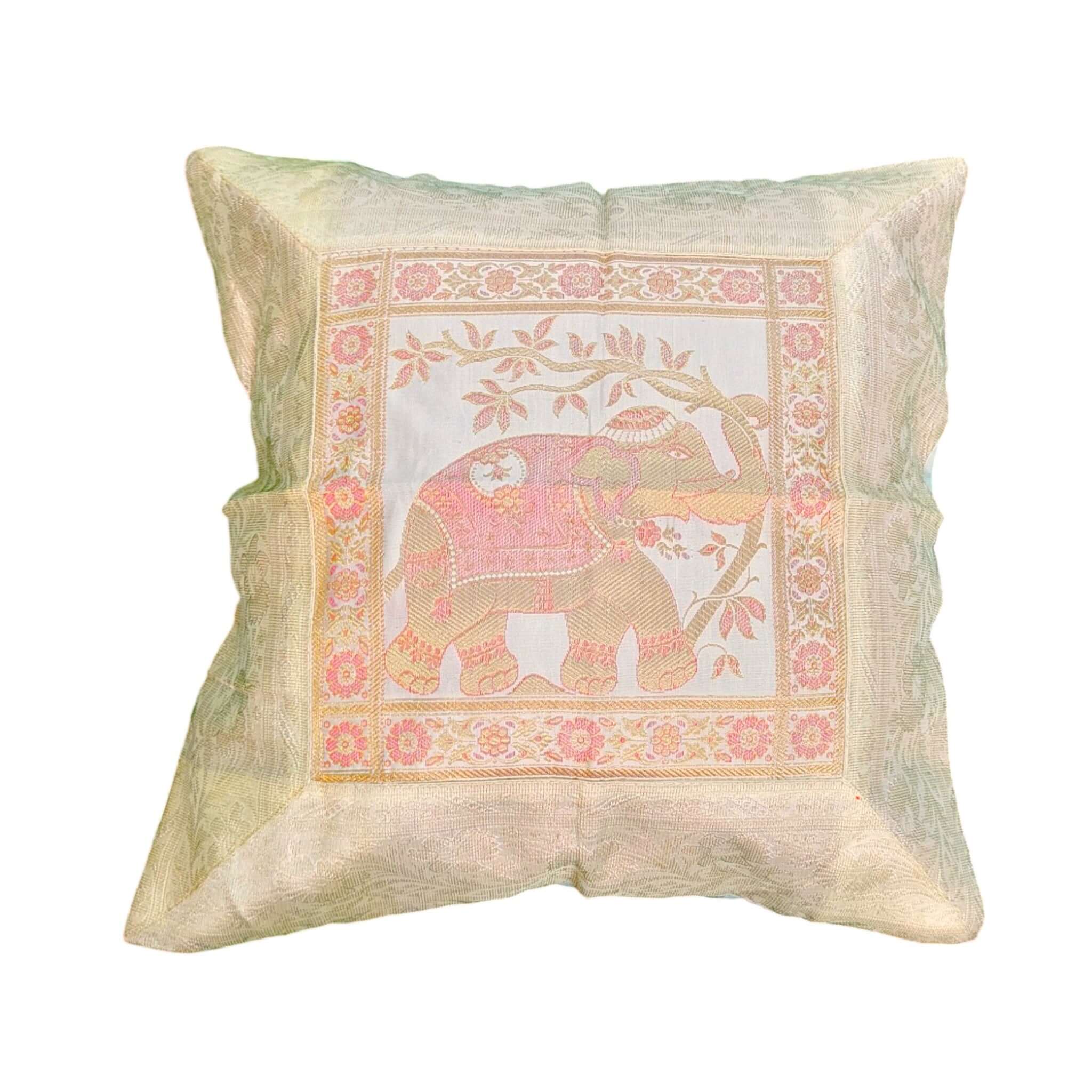 Digital print Banarasi throw cushions with Indian boho style