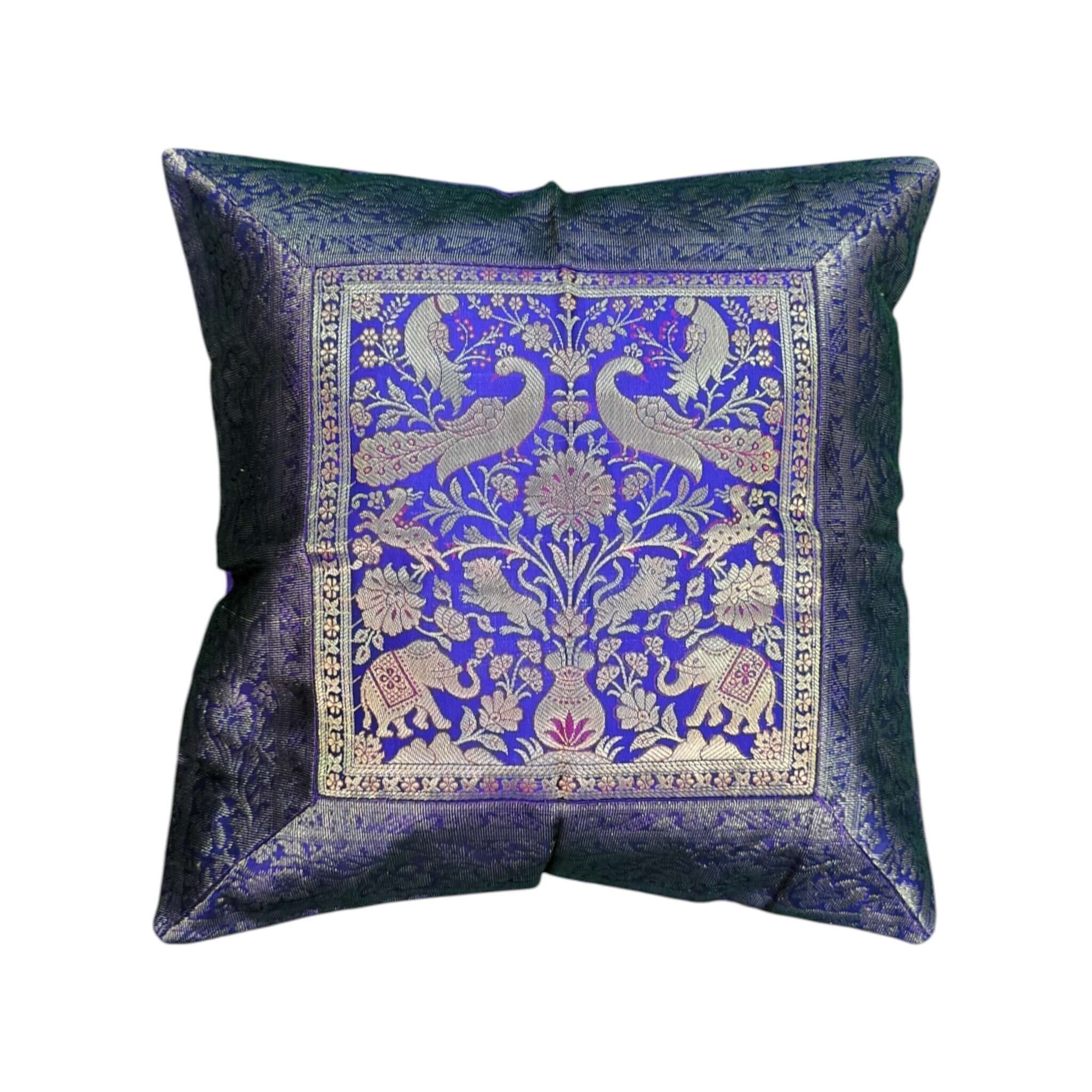 Elephant pattern brocade pillow cover set for bed and sofa