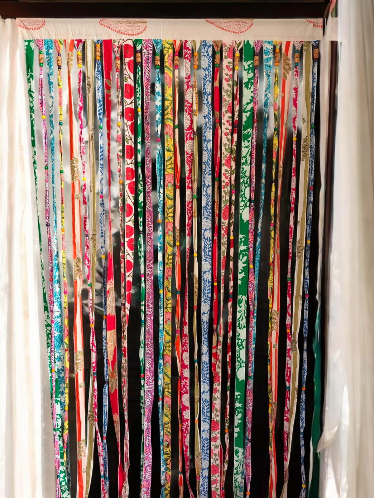 Mango Gifts Cotton Floral Bohemian Beaded Doorway Curtain 79 X 39 inch, Multicolour Boho Home Decor, Rod Pocket Curtains for for Living Room, Door, Window or Wall Hanging Decor (Copy)