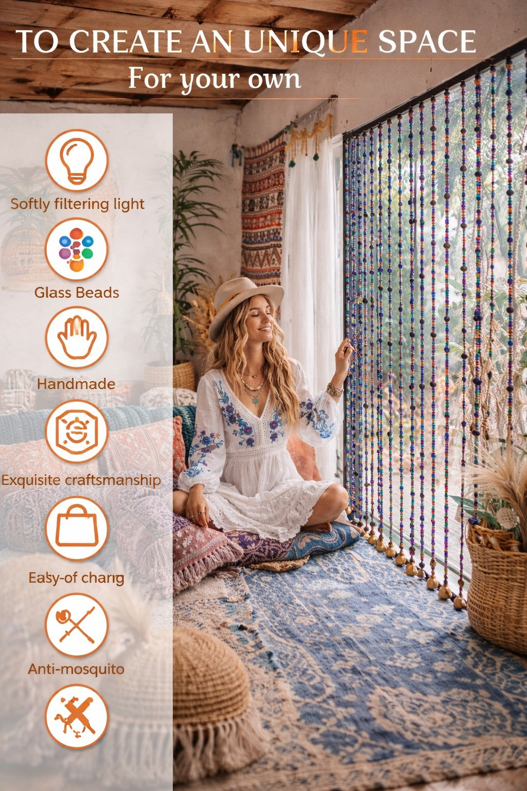 Glass Beads Strands Window Curtain