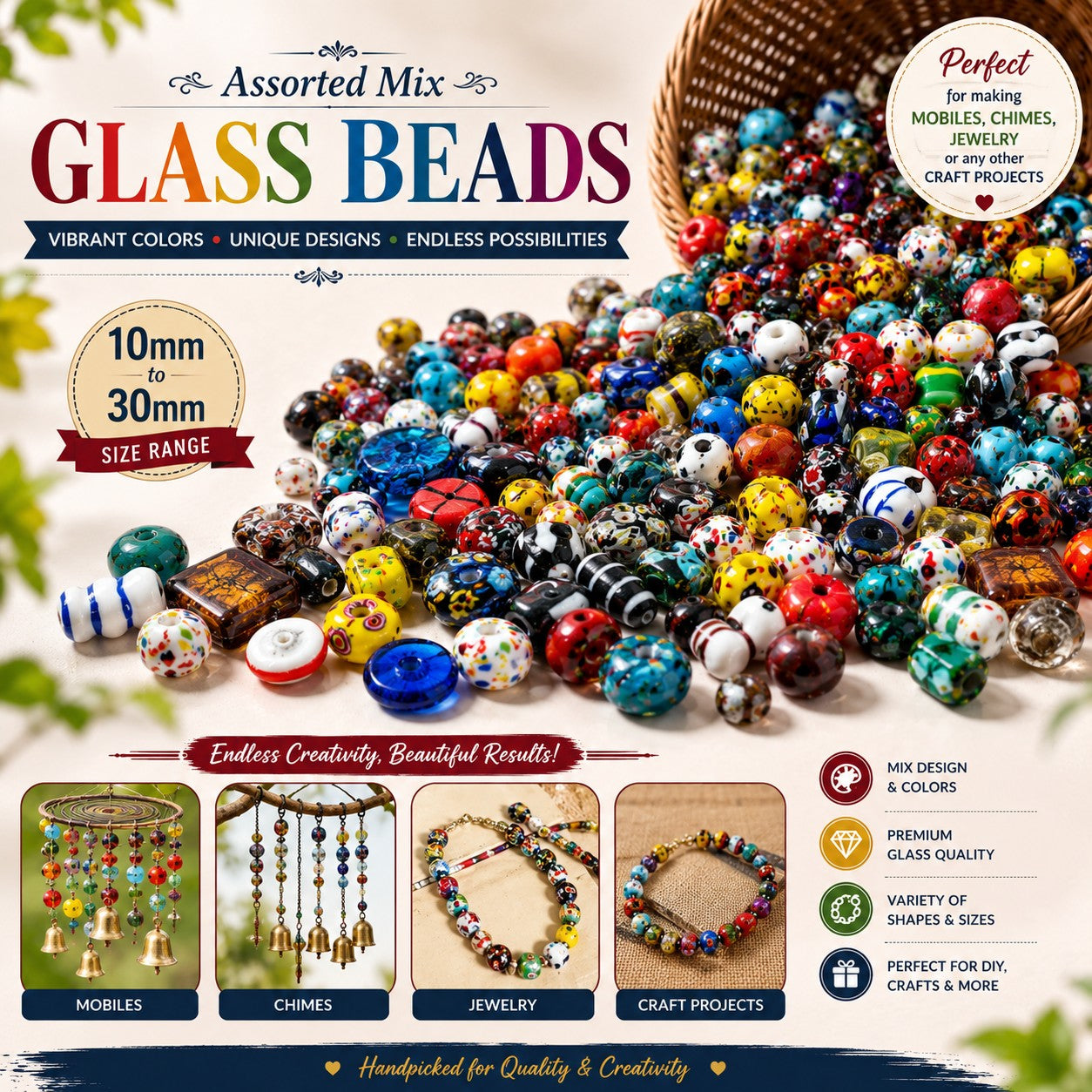 Loose Glass Beads with holes