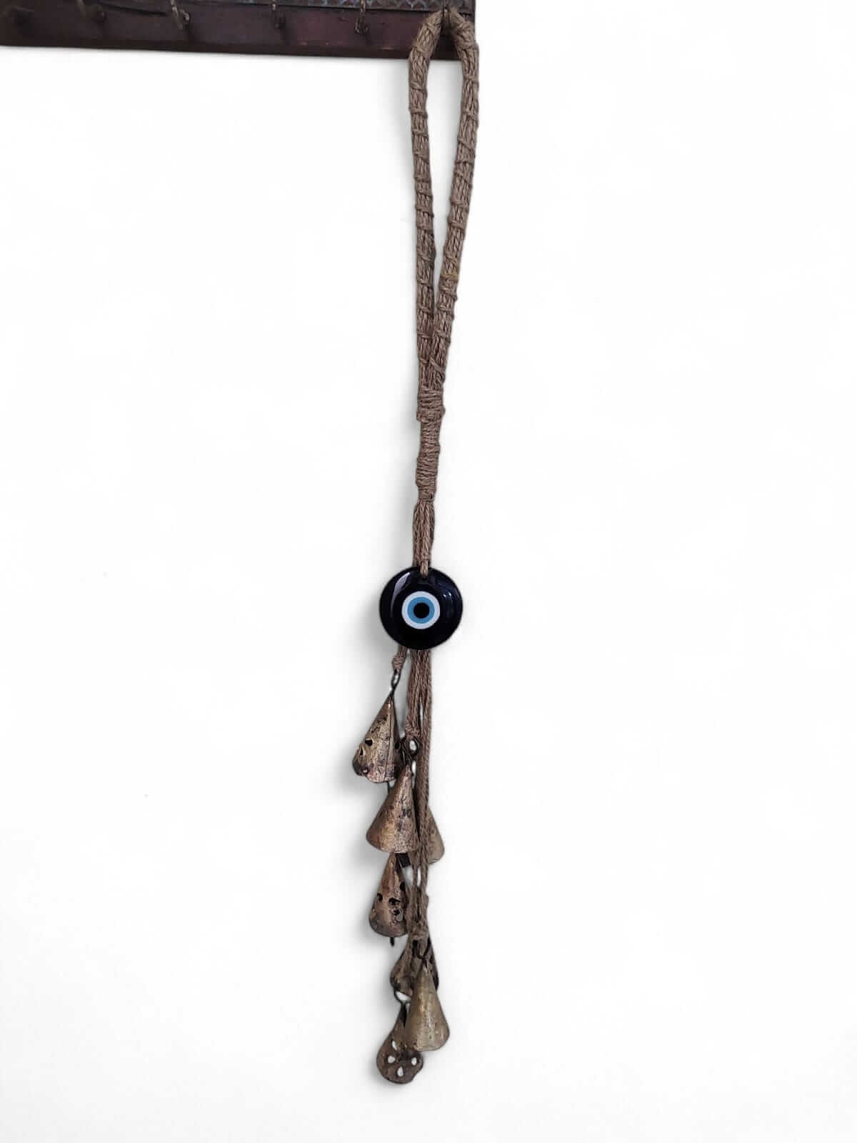Witch Bells, Rustic Tin Chimes, Protection Bell, Halloween Decor 20inch Height