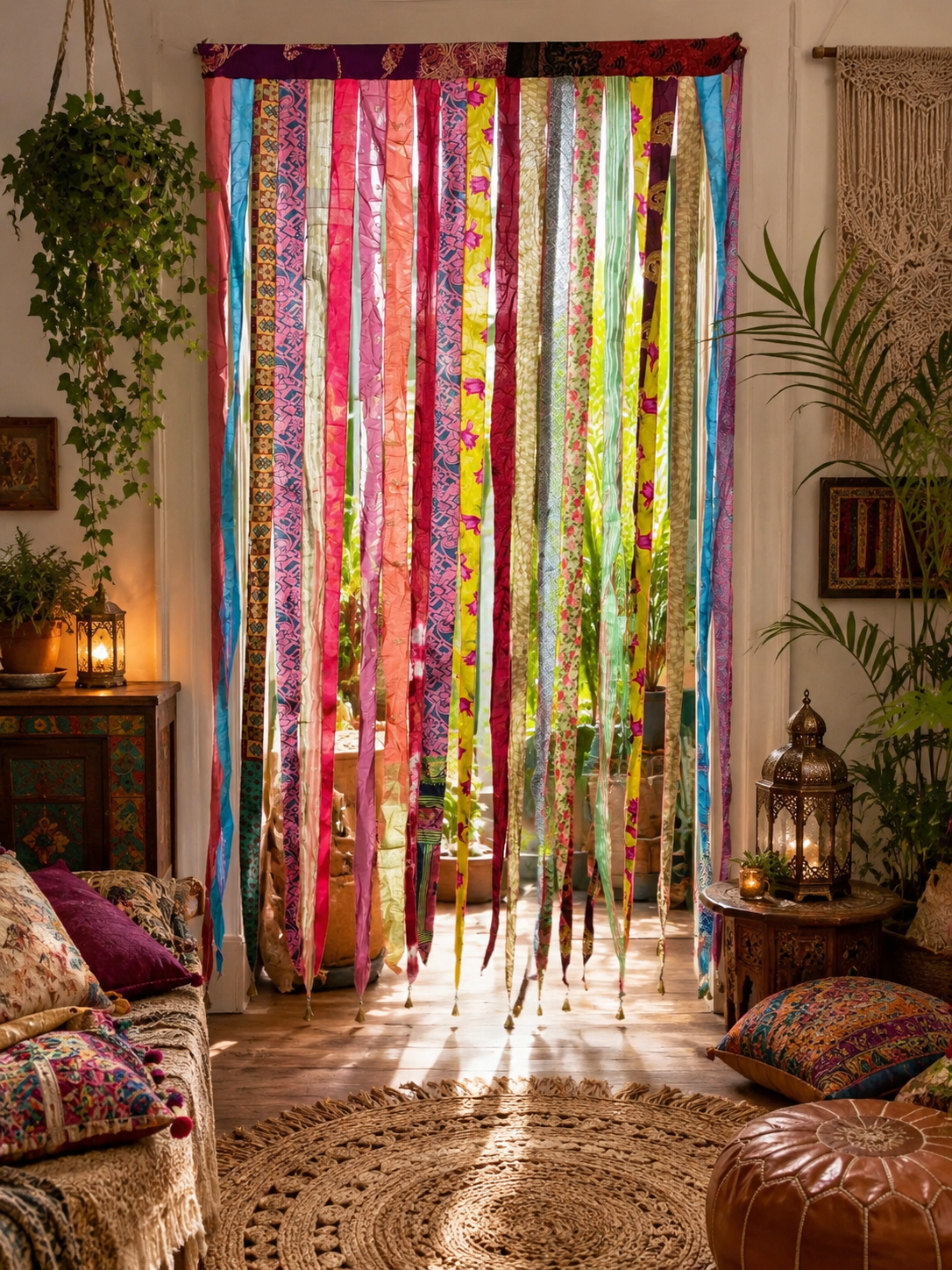 boho silk sari curtains