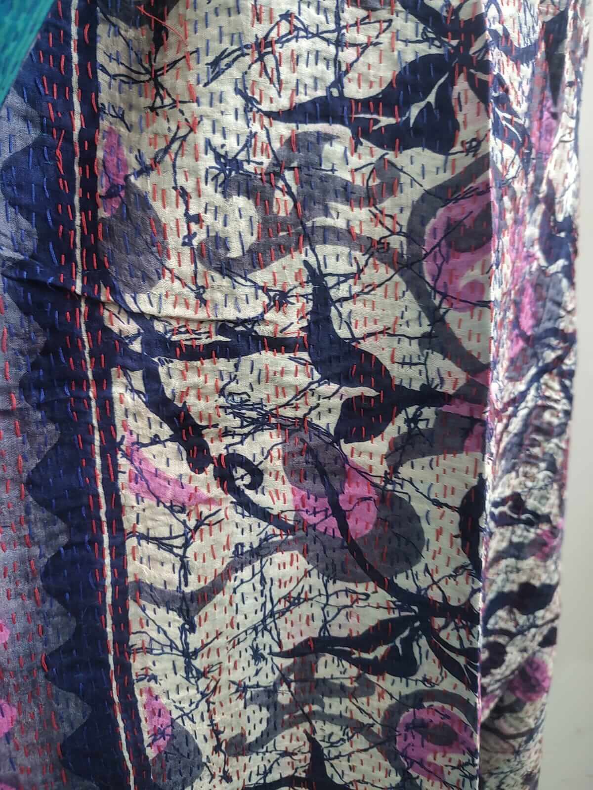 Vintage Kantha Silk Scarves Scarf Reversible 100%Silk Sari Saree Wraps Indian Dupatta Wholesale Supply